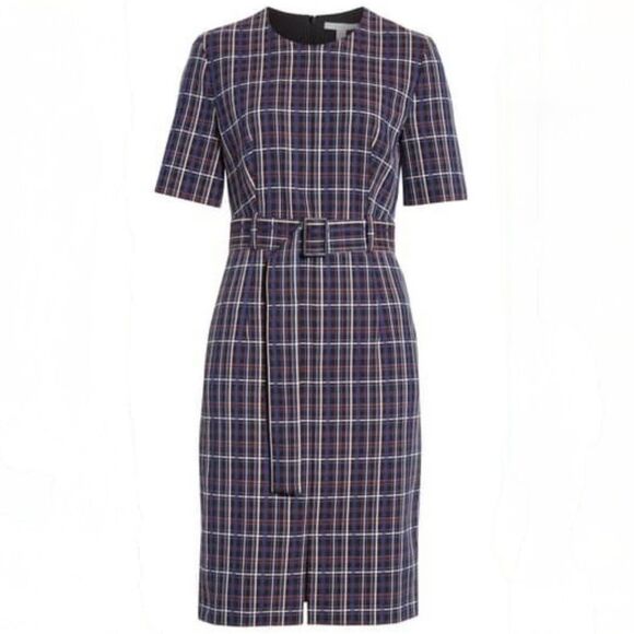 Hugo Boss "Ditania" Women's Size 4 Multi-Color Belted Short Sleeve Sheath Dress - Picture 4 of 13